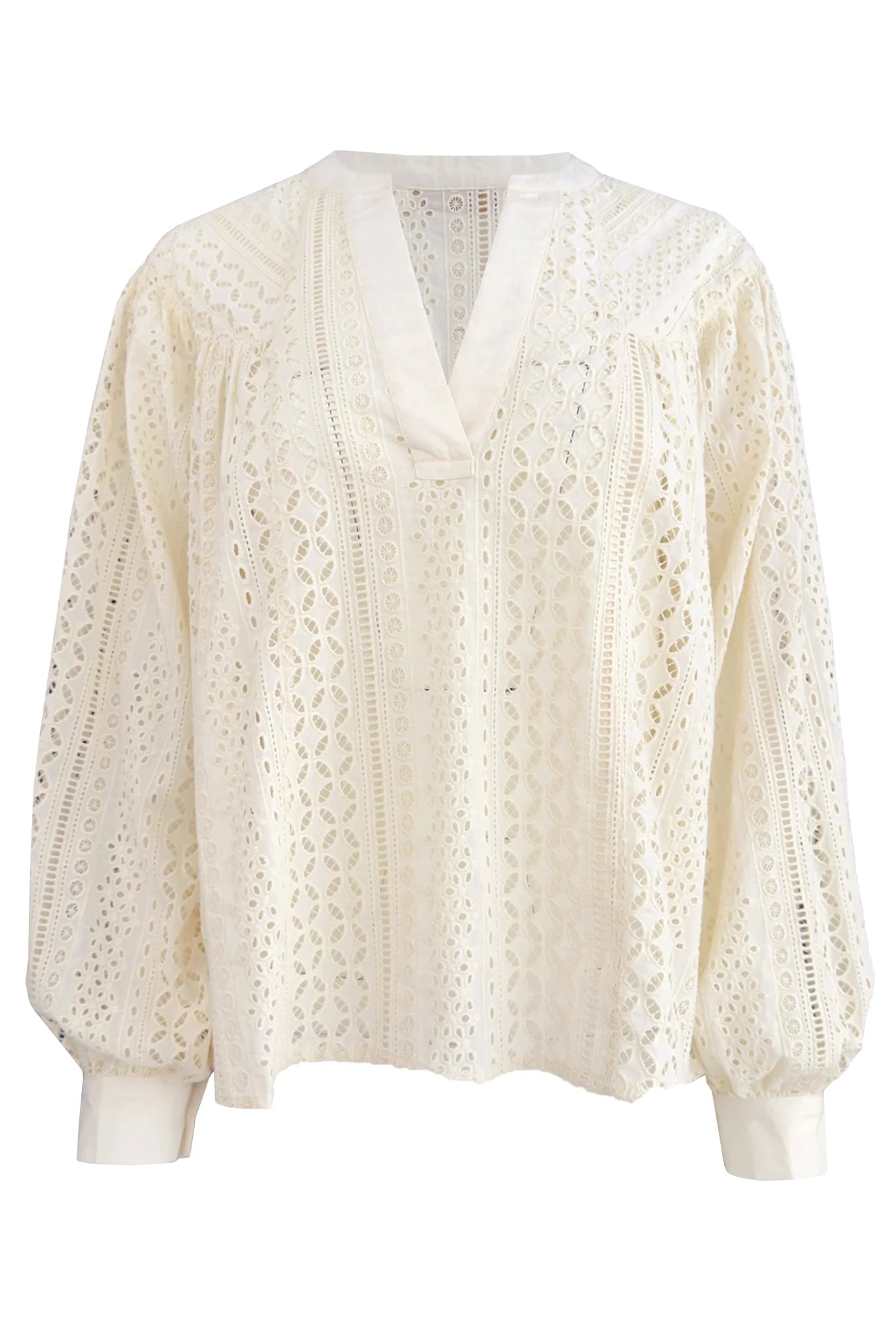 Stevie Eyelet Blouse - Beige - Elle Maxine