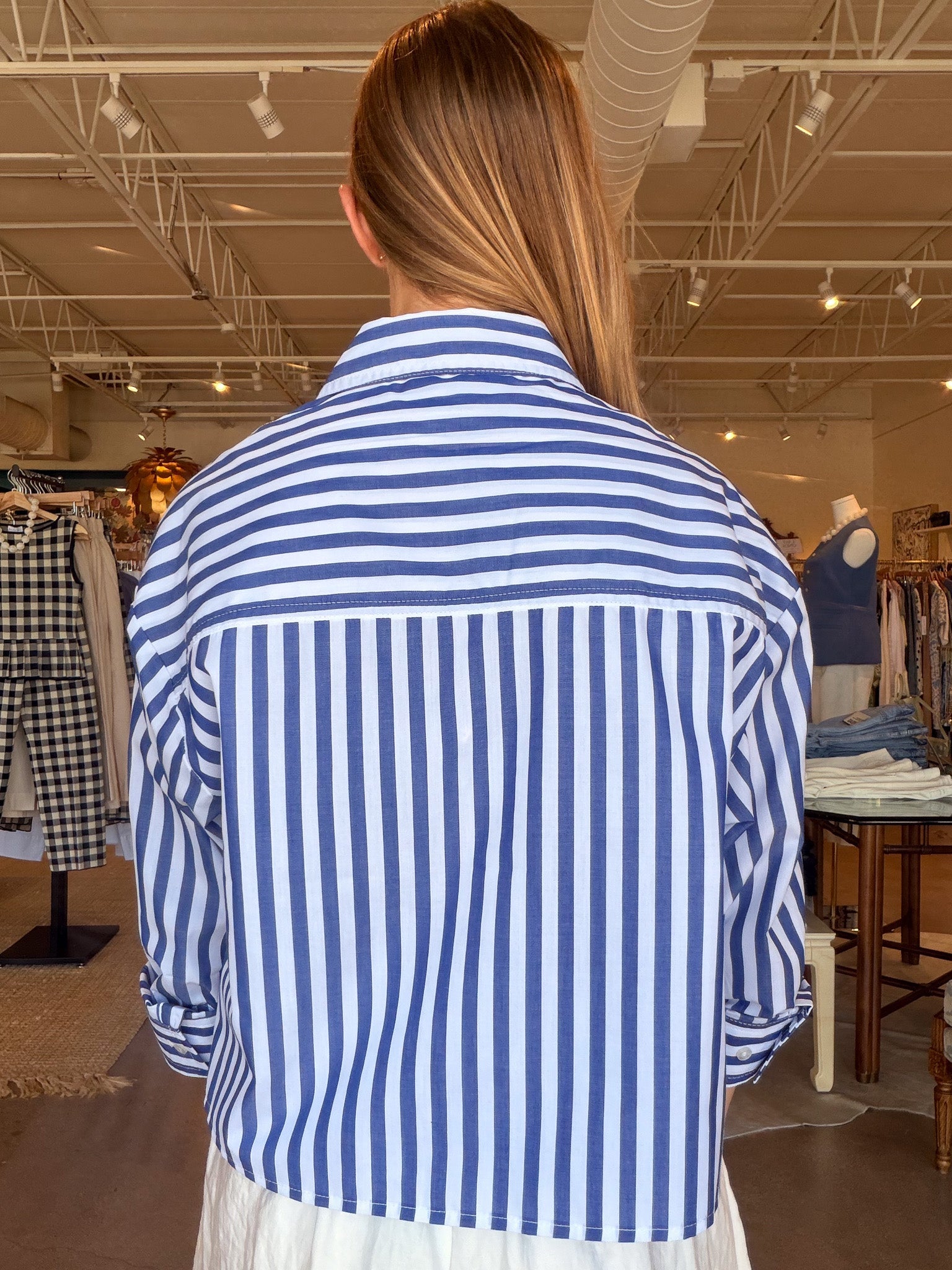 Stormi Stripe Button Down Top - Blue - Elle Maxine
