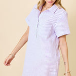 Striped Seersucker Shirt Dress - Elle Maxine