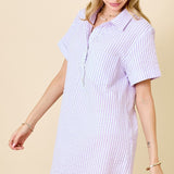 Striped Seersucker Shirt Dress - Elle Maxine