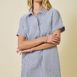 Striped Seersucker Shirt Dress - Elle Maxine