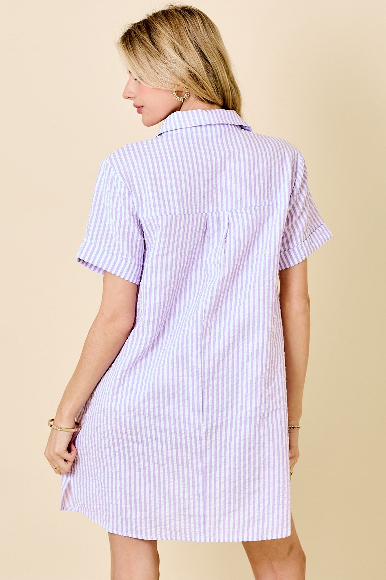 Striped Seersucker Shirt Dress - Elle Maxine