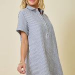 Striped Seersucker Shirt Dress - Elle Maxine