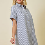 Striped Seersucker Shirt Dress - Elle Maxine