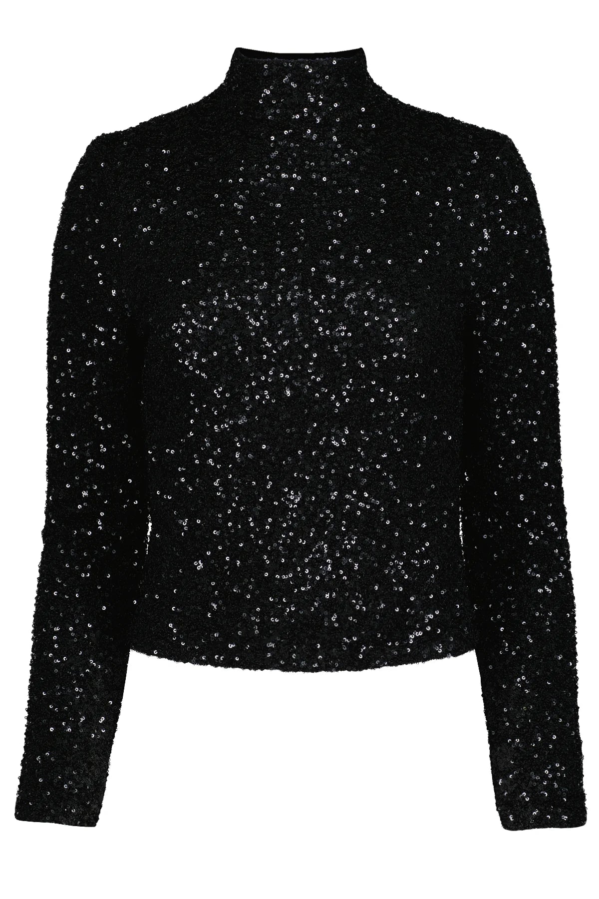 Sublime Funnel Neck Top - Caviar Sparkle - Elle Maxine