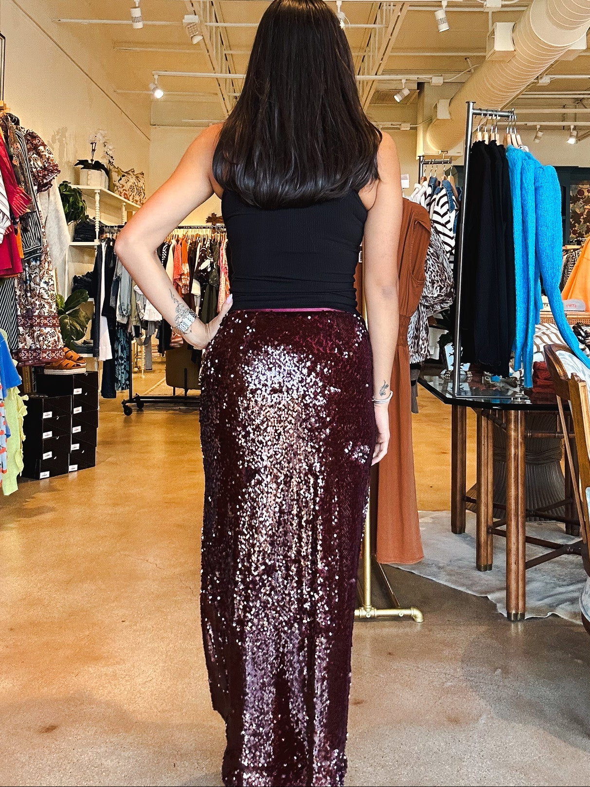 Sublime Slip Skirt - Scarlet Sequin - Elle Maxine