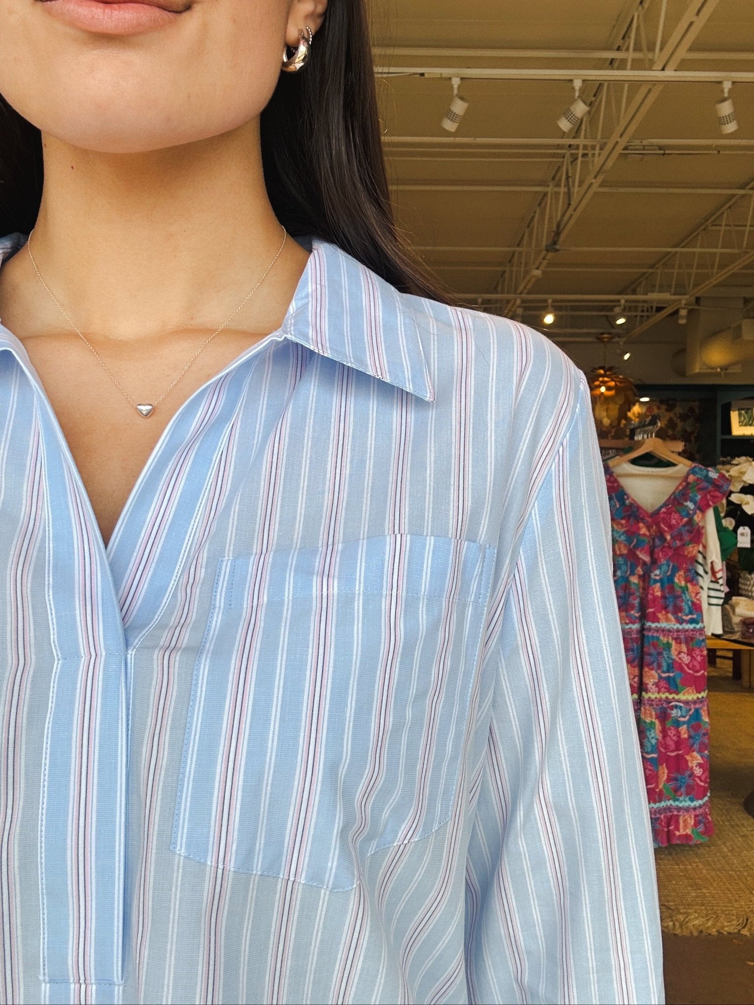 Sumter Dress - Blue Rose Stripe - Elle Maxine