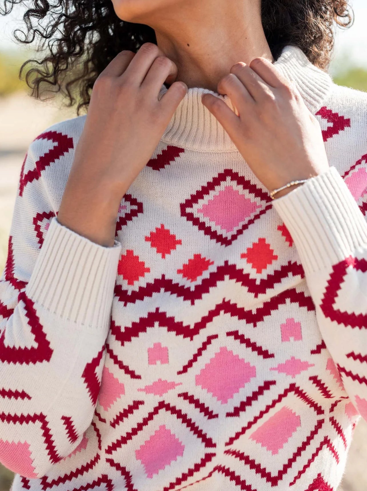 Sun Valley Sweater - Pink/Burgundy - Elle Maxine