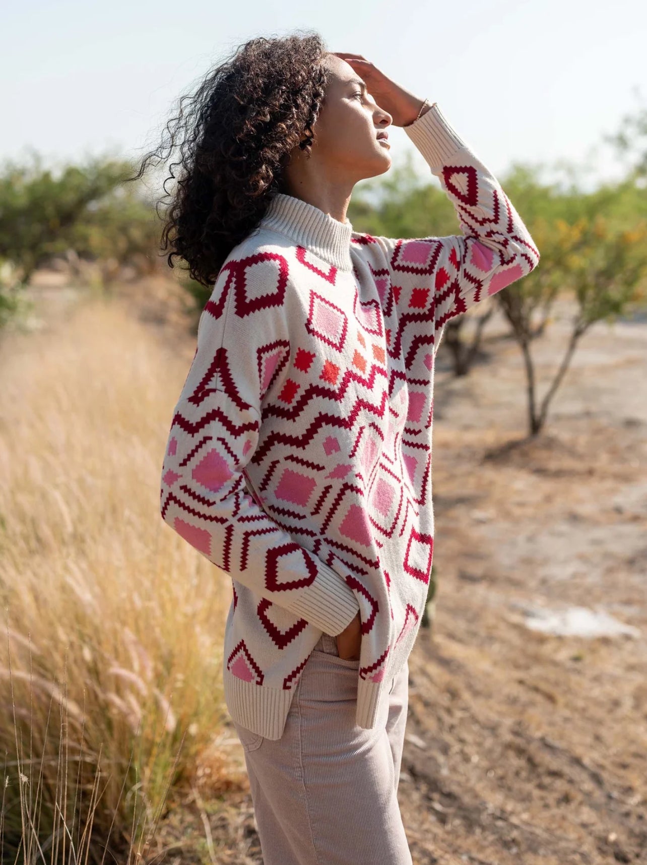 Sun Valley Sweater - Pink/Burgundy - Elle Maxine