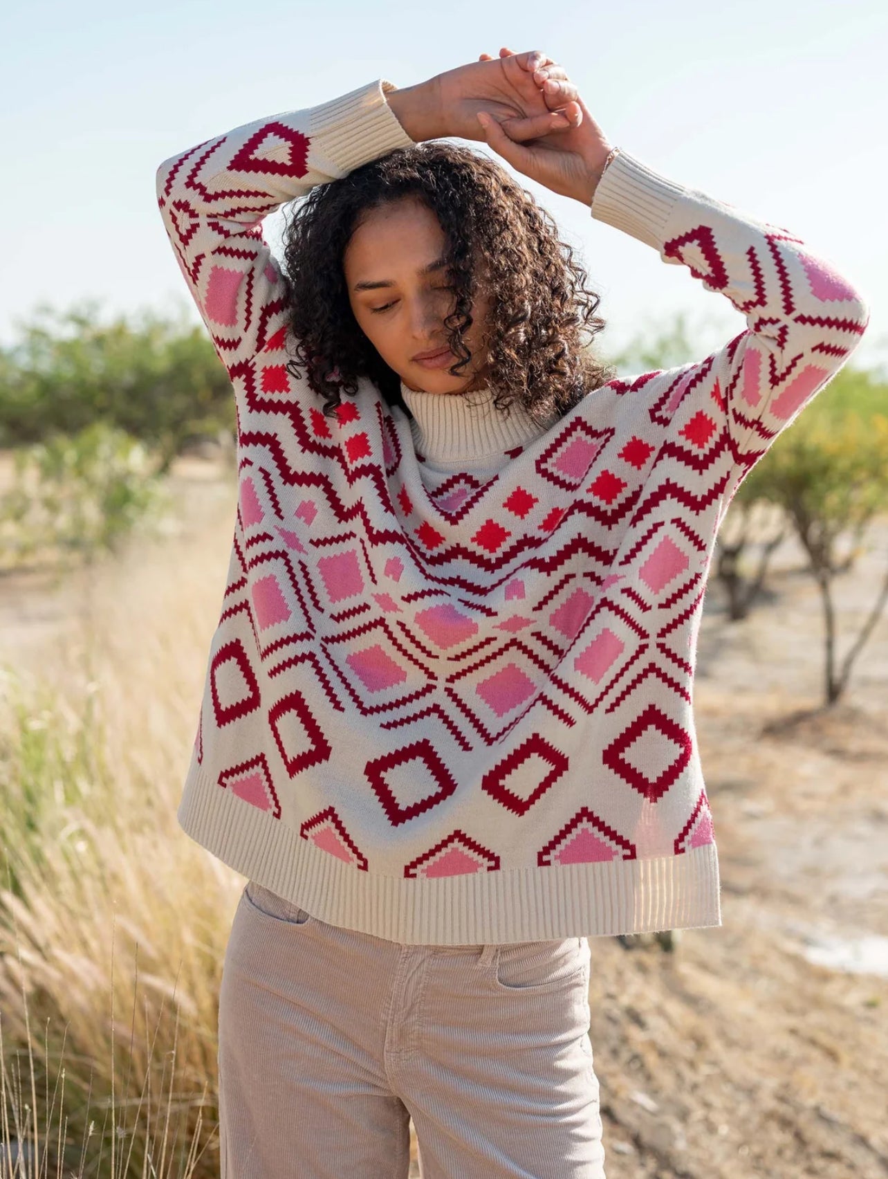 Sun Valley Sweater - Pink/Burgundy - Elle Maxine