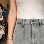 Sunwashed Denim Utility Skirt - Olive - Elle Maxine