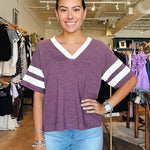 Sunwashed Slub Varsity Tee - Flint - Elle Maxine