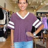 Sunwashed Slub Varsity Tee - Flint - Elle Maxine