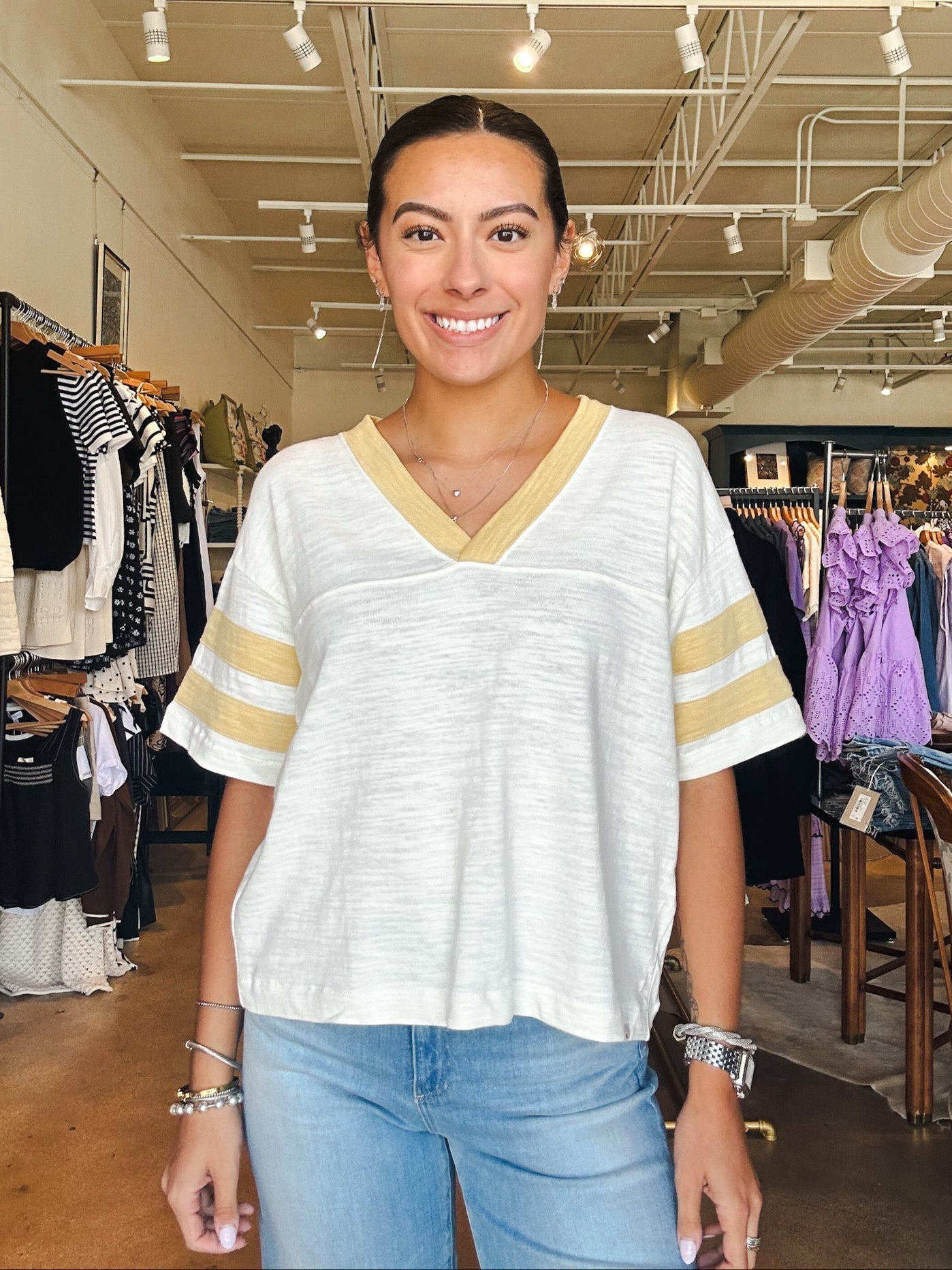 Sunwashed Slub Varsity Tee - Sahara - Elle Maxine
