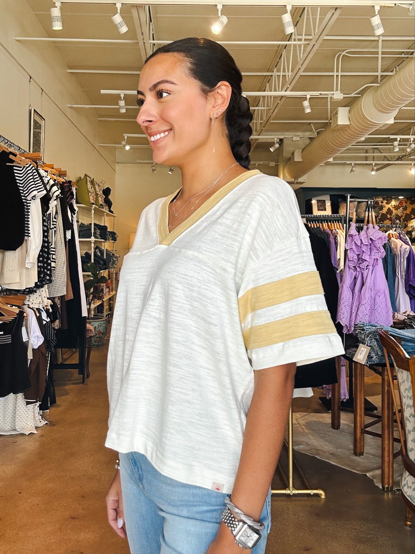 Sunwashed Slub Varsity Tee - Sahara - Elle Maxine