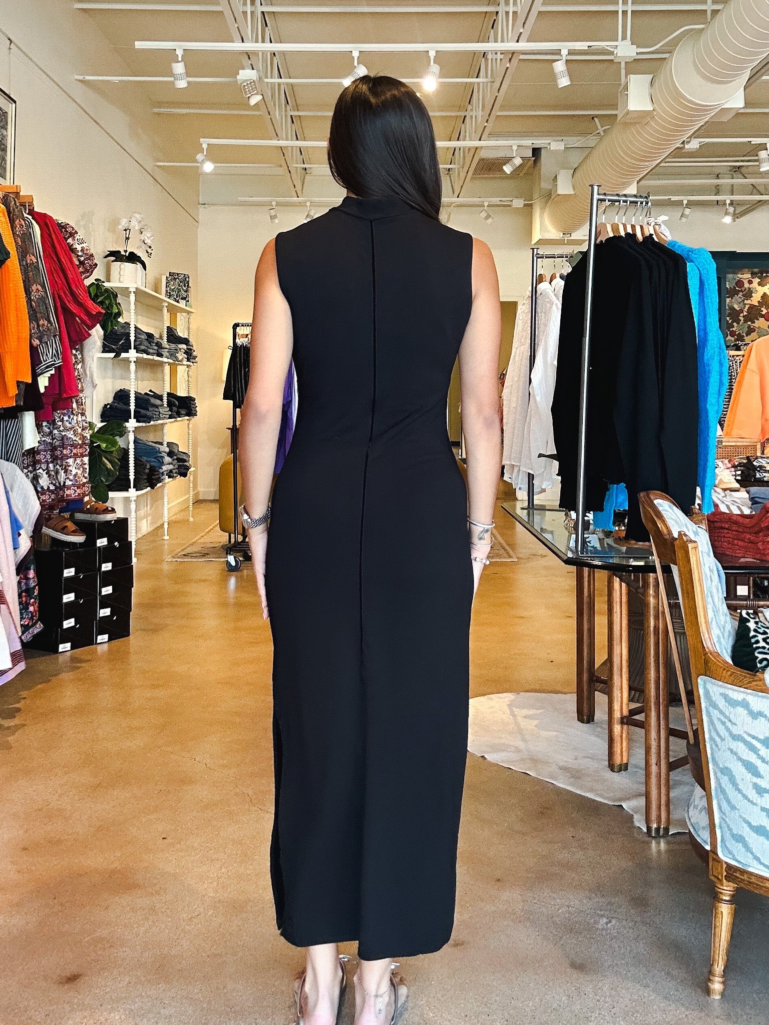 Supersoft Trim Midi Dress - Black - Elle Maxine