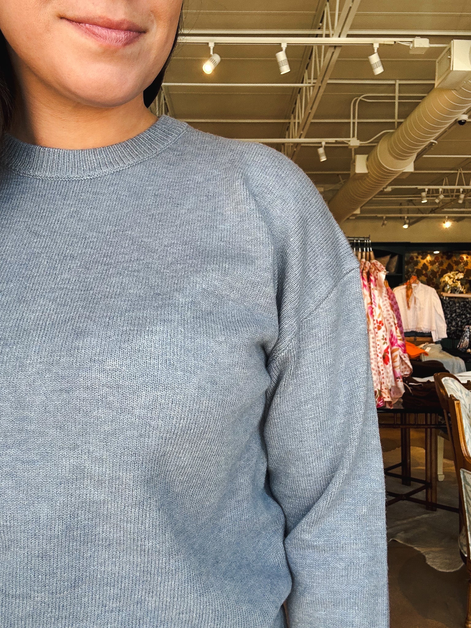 Sutton Crew Sweater - Blue - Elle Maxine