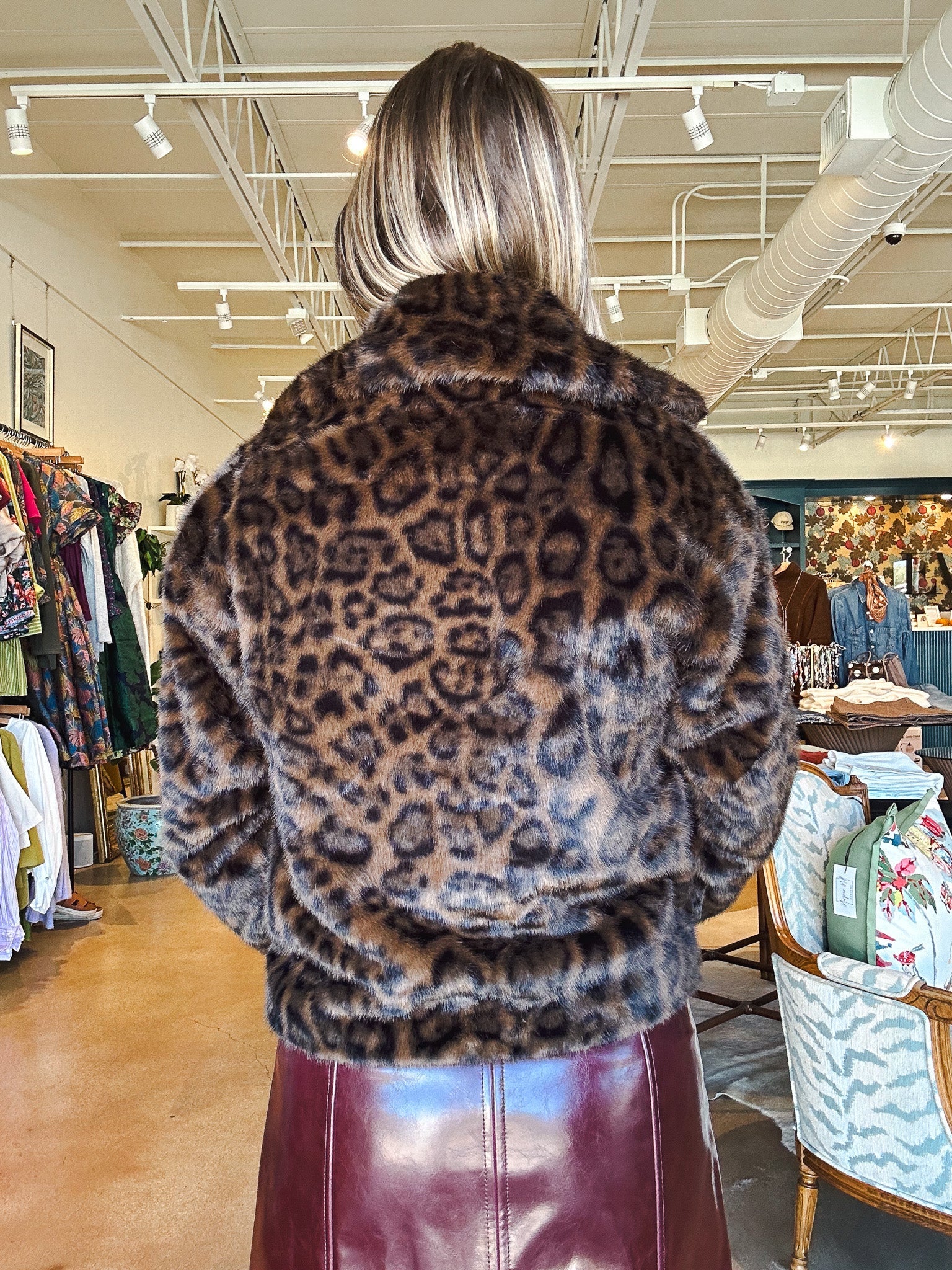 Sutton Fur Jacket - Leopard - Elle Maxine
