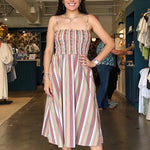Talia Smocked Stripe Maxi Dress - Elle Maxine