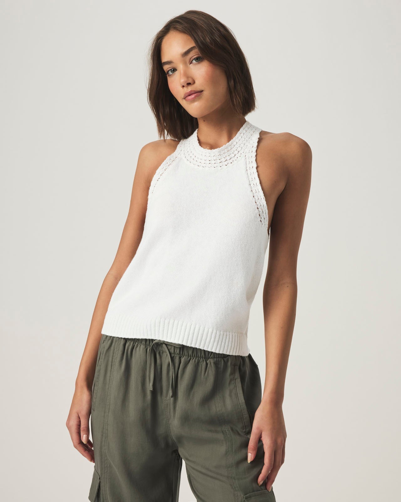 Talula Sweater Tank - White - Elle Maxine