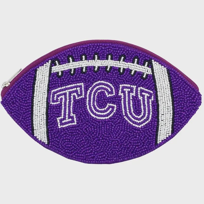 TCU Beaded Pouch - Football - Elle Maxine