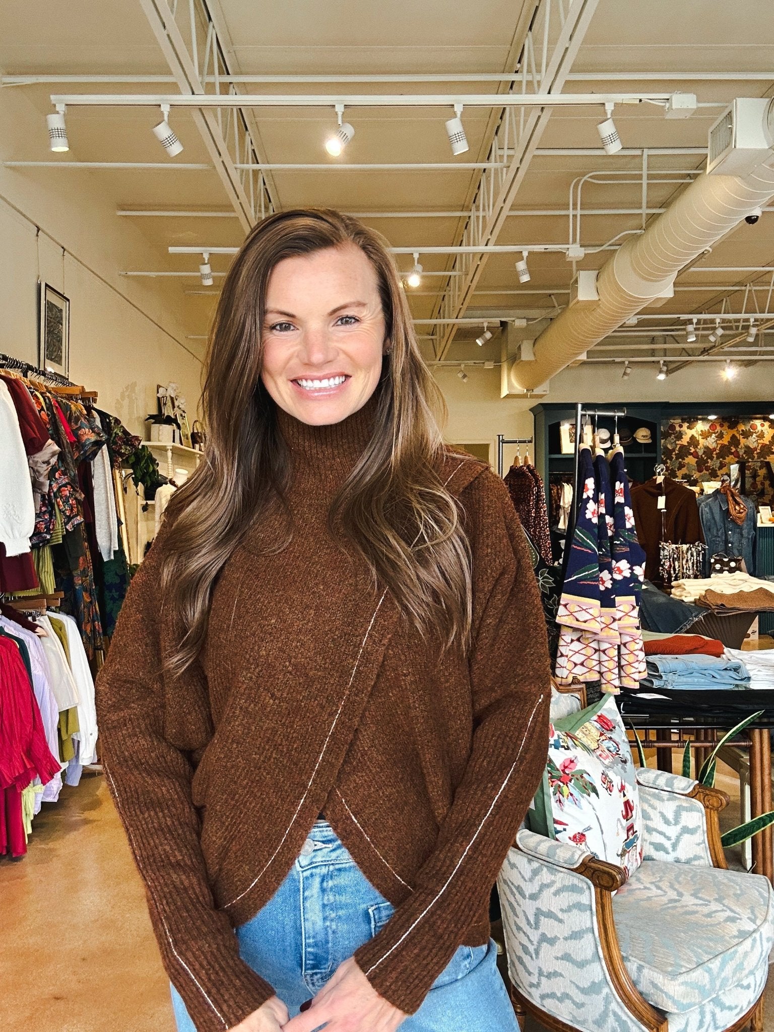 Teddy Cross Front Mock Neck Sweater - Elle Maxine