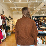 Teddy Cross Front Mock Neck Sweater - Elle Maxine