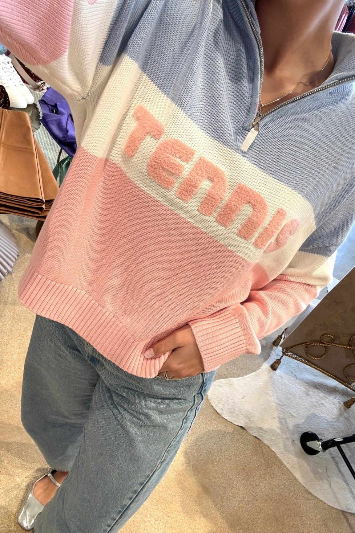 Tennis Color Blocked Quarter Zip - Elle Maxine