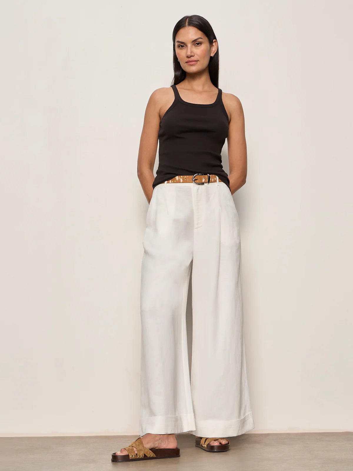 Terrace Linen Pant - Chalk - Elle Maxine