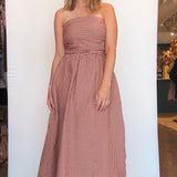 Terracotta Check Maxi Dress - Elle Maxine