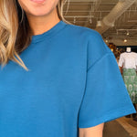 Tess Soft Knit Short Sleeve Top - Blue - Elle Maxine