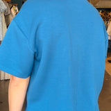 Tess Soft Knit Short Sleeve Top - Blue - Elle Maxine