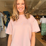 Tess Soft Knit Short Sleeve Top - Pink - Elle Maxine