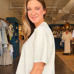 Tess Soft Knit Short Sleeve Top - White - Elle Maxine