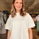 Tess Soft Knit Short Sleeve Top - White - Elle Maxine