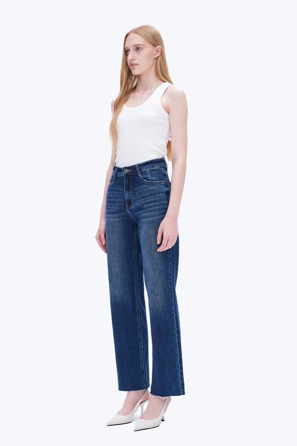 The High Rise Wide Leg - Med Blue - Elle Maxine