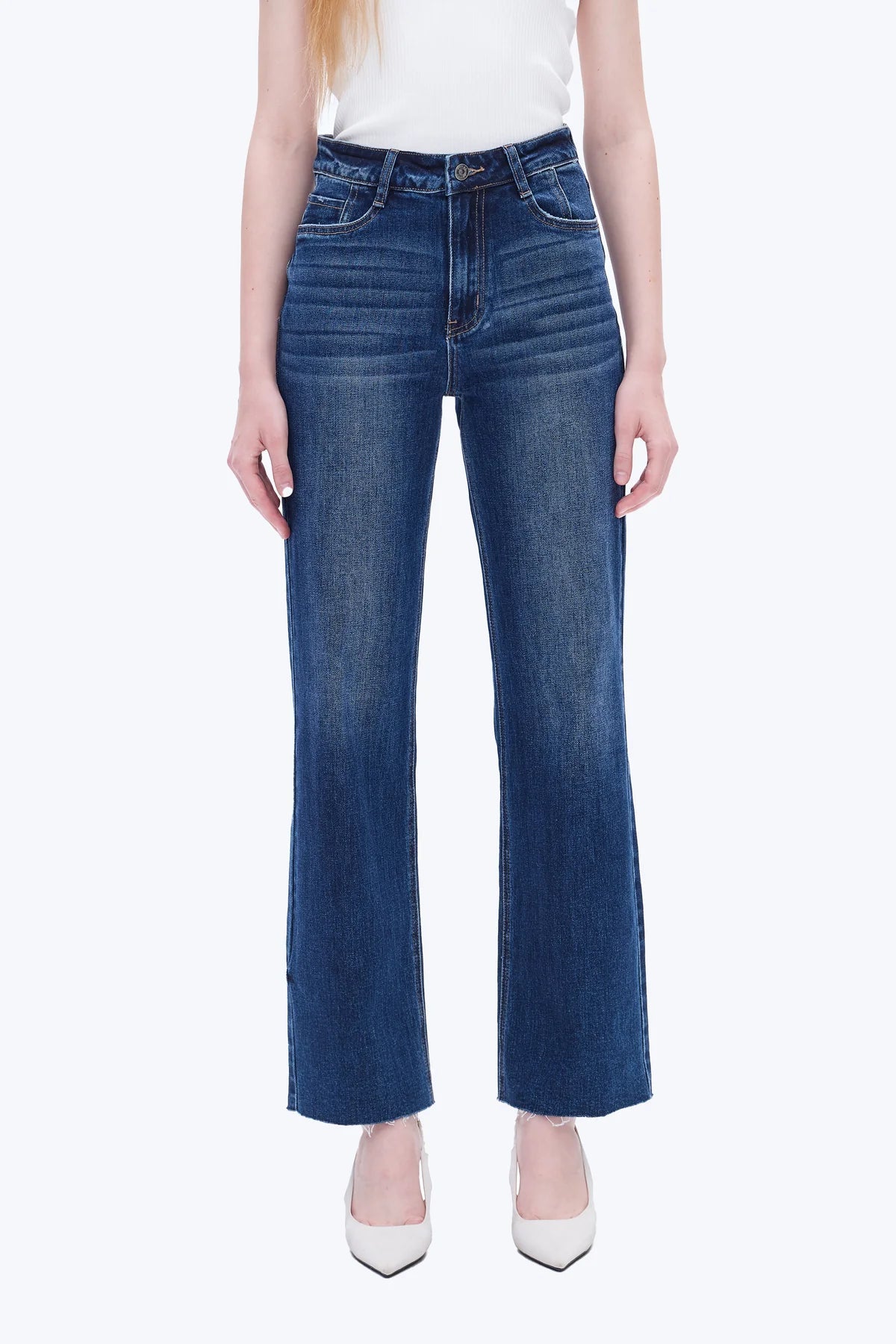 The High Rise Wide Leg - Med Blue - Elle Maxine