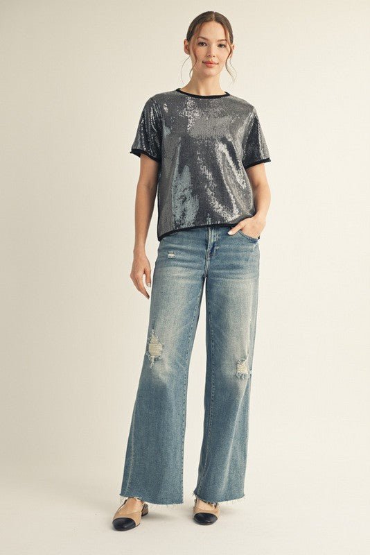 Tiny Sequins Sweater Top - Elle Maxine