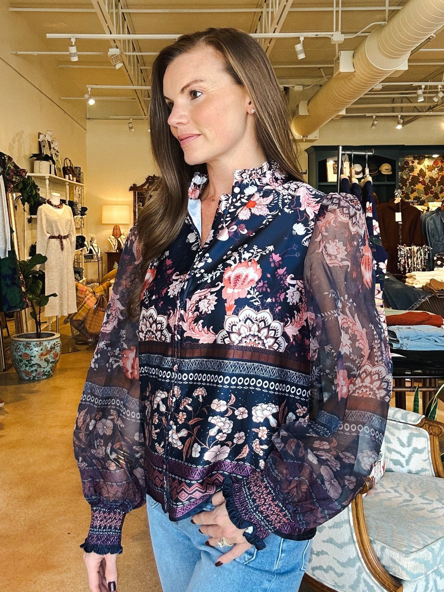 Toni Sheer Sleeve Blouse - Elle Maxine