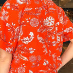 Trinity Floral Zip Front Blouse - Orange Blossom - Elle Maxine