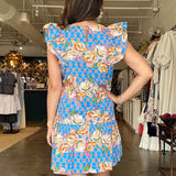 Tropics Flutter Sleeve Drop Waist Dress - Elle Maxine