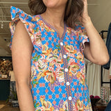Tropics Flutter Sleeve Drop Waist Dress - Elle Maxine