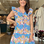 Tropics Flutter Sleeve Drop Waist Dress - Elle Maxine