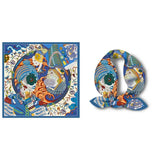 Twilled Satin Scarf - Blue - Elle Maxine