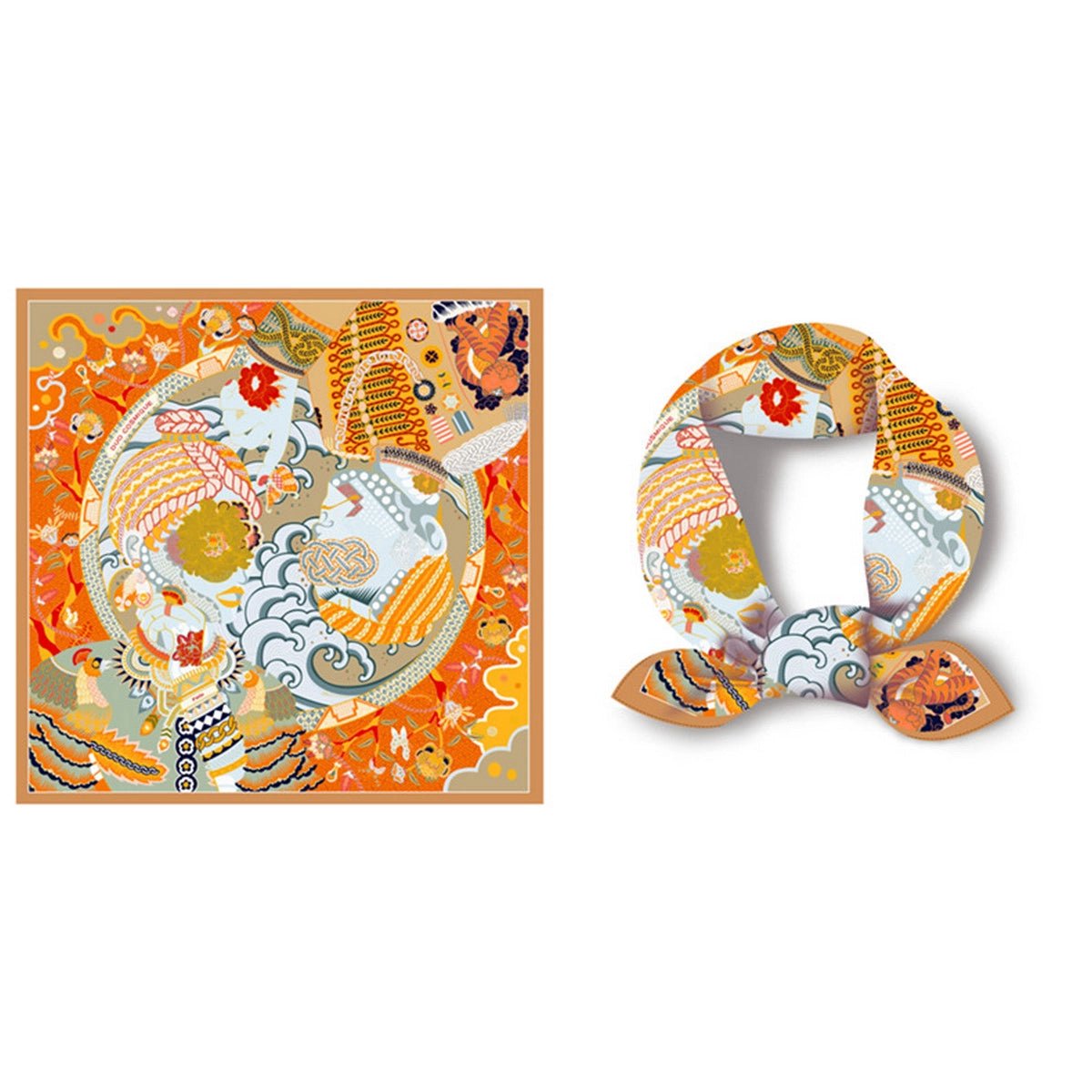 Twilled Satin Scarf - Orange - Elle Maxine
