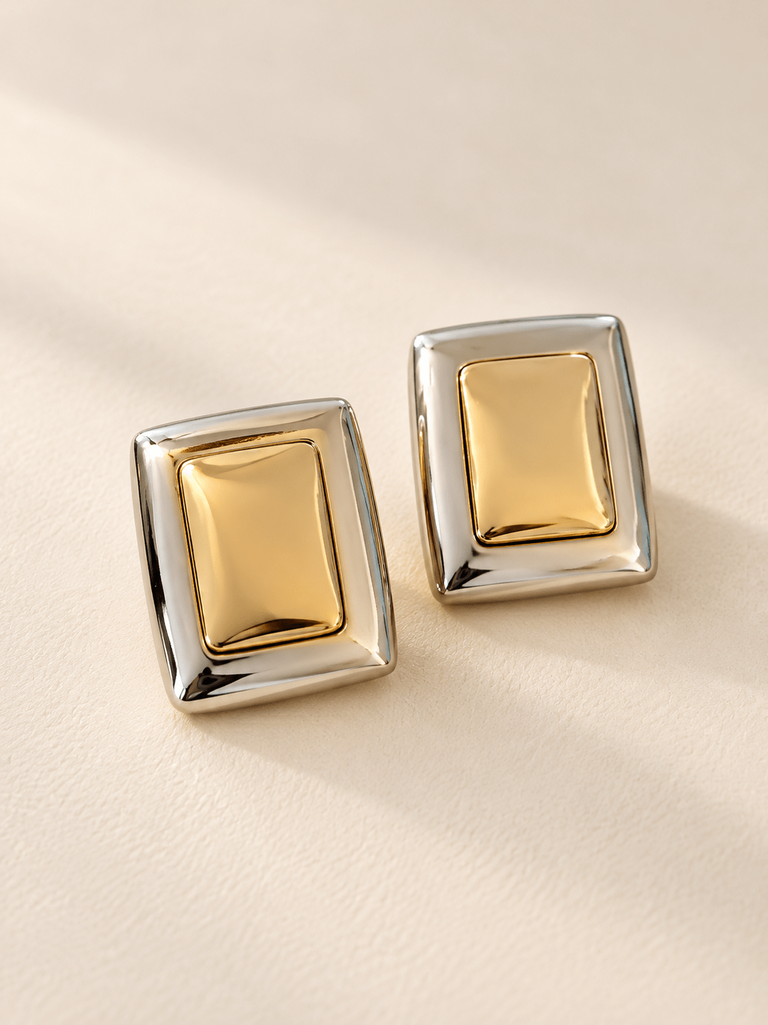 Two Tone Square Statement Earrings - Elle Maxine