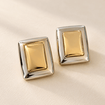 Two Tone Square Statement Earrings - Elle Maxine