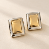 Two Tone Square Statement Earrings - Elle Maxine