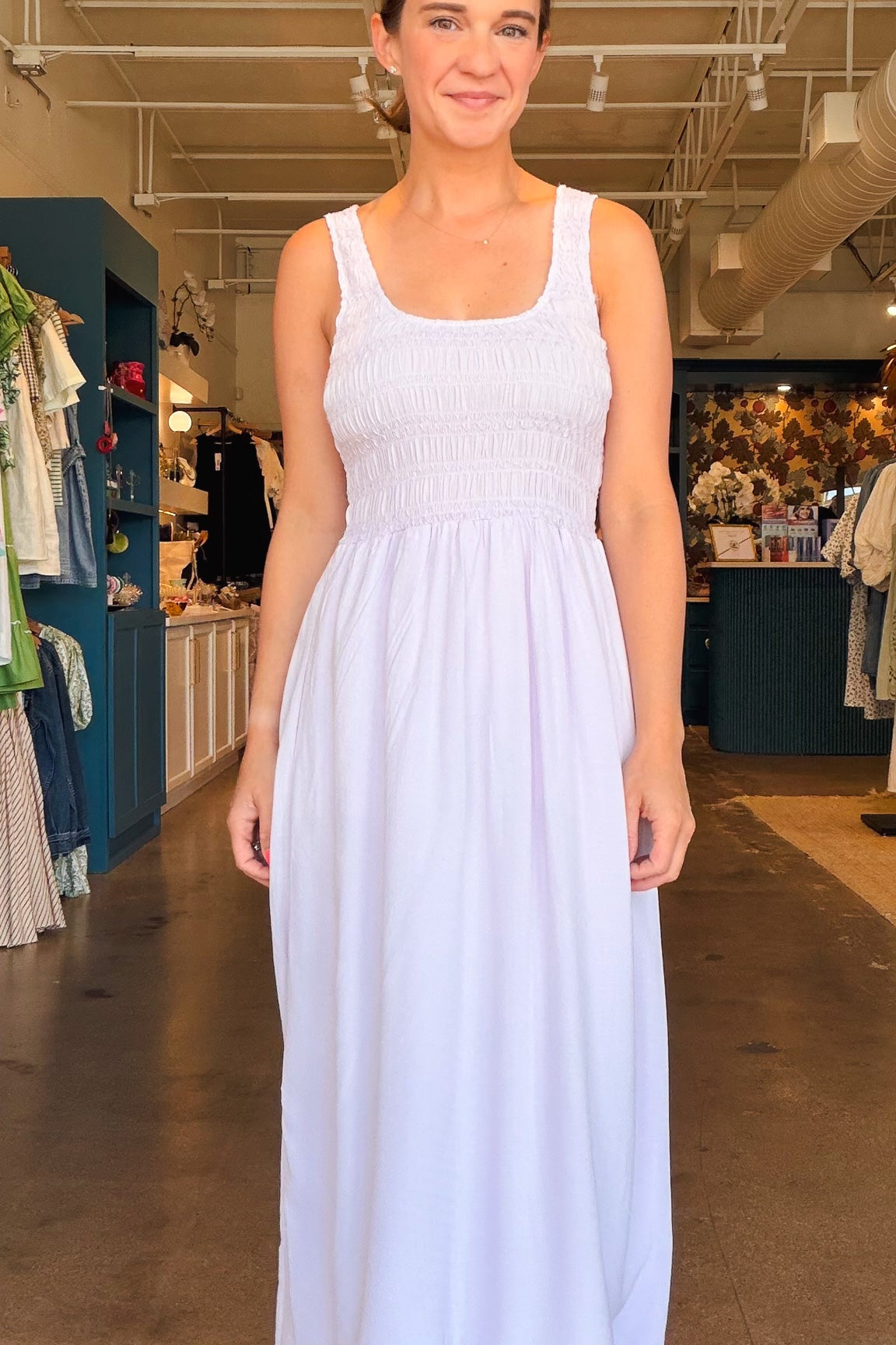 Tyler Smocked Midi Dress - Elle Maxine