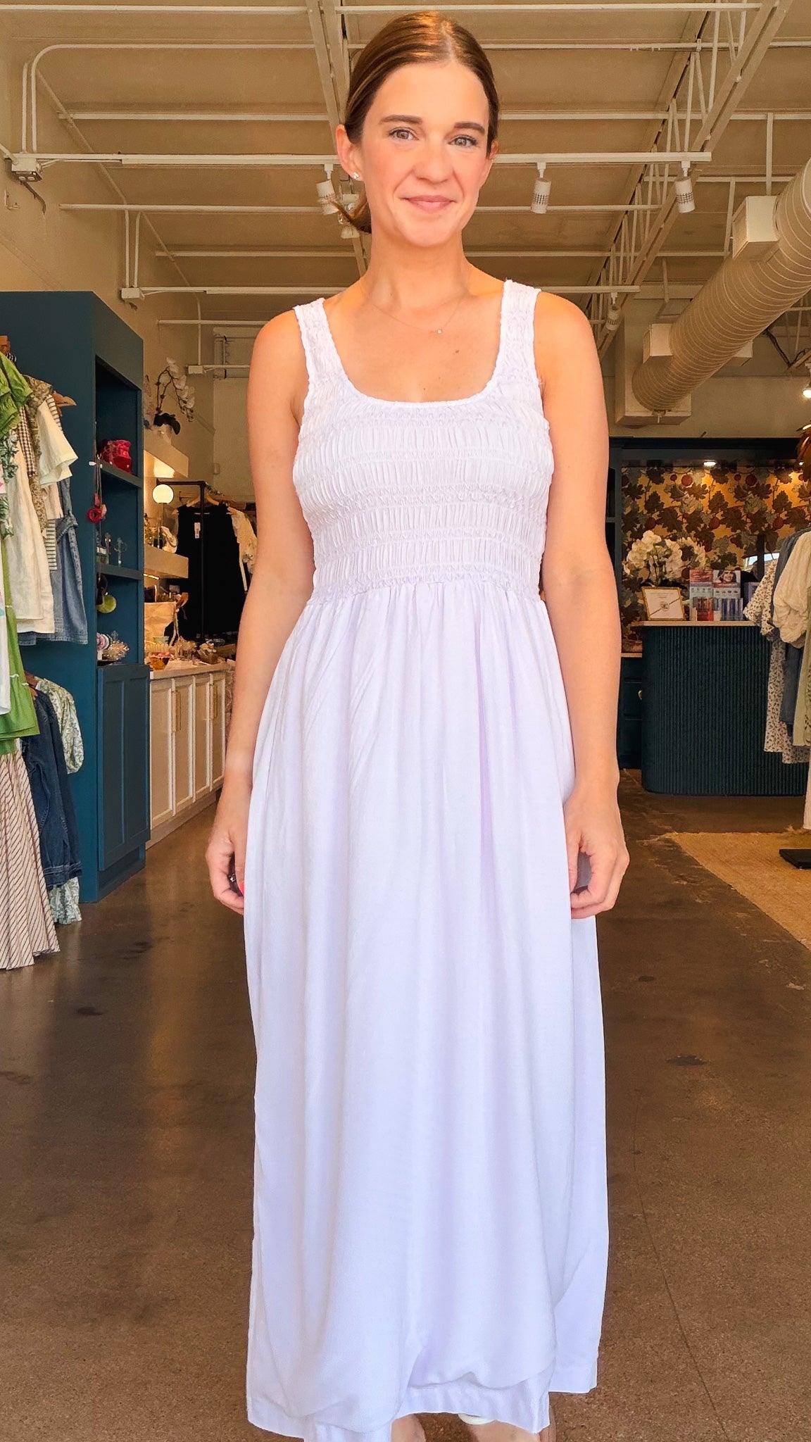 Tyler Smocked Midi Dress - Elle Maxine